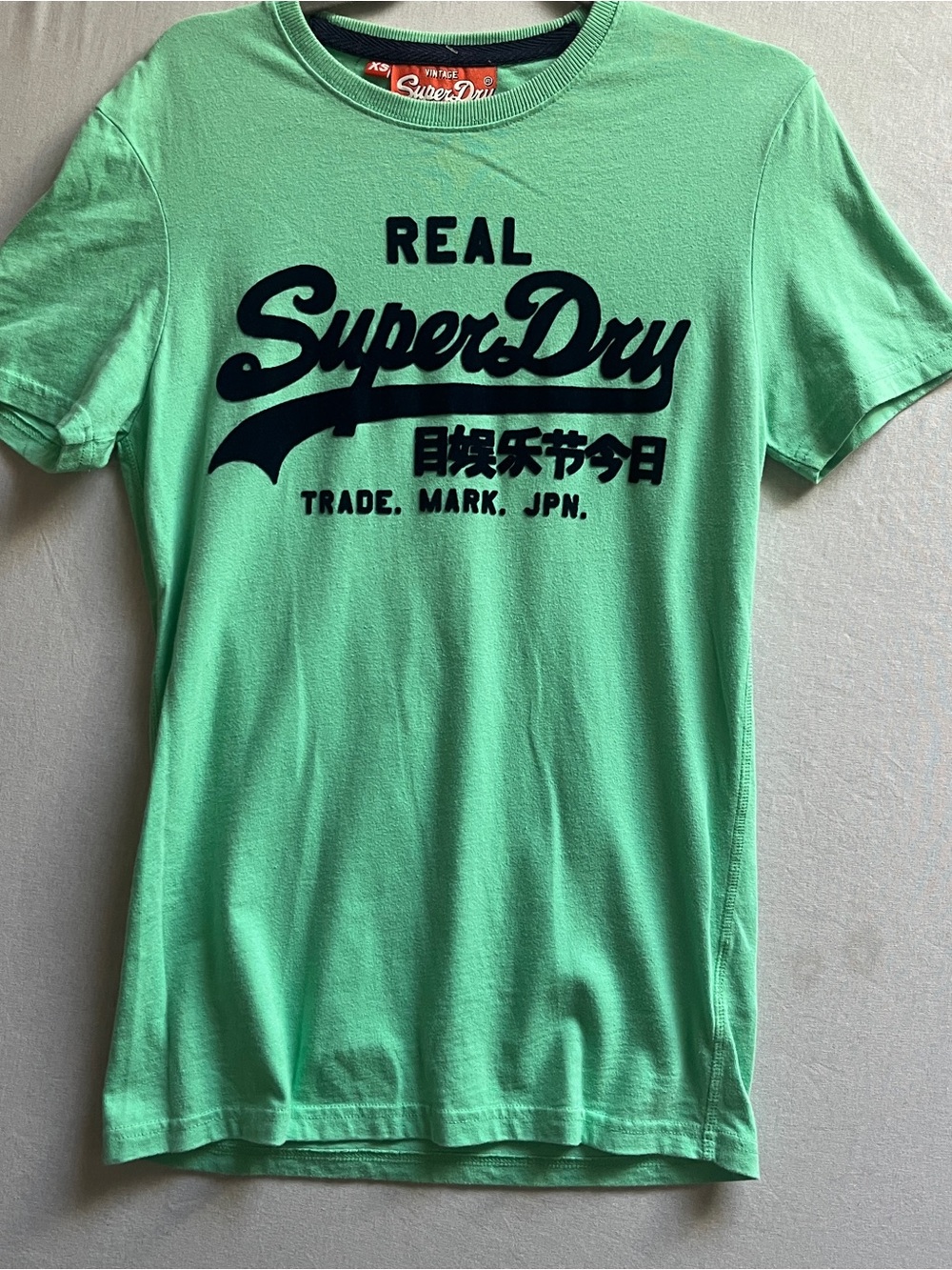 Superdry Logo Graphic T-Shirt Mint Green Navy Men's Size XS